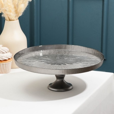 Serving dish for the cake "Link", d = 28 cm, on the leg, silver color
