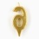 Candle for the cake, the number "6", gold.