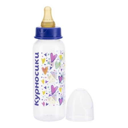 A bottle for feeding with a latex nipple, 250 ml, from 0 months., Mix color-11