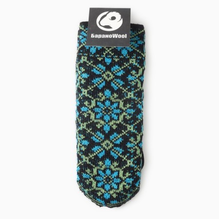 Double female mittens "ornament", black/blue color, river 18-3