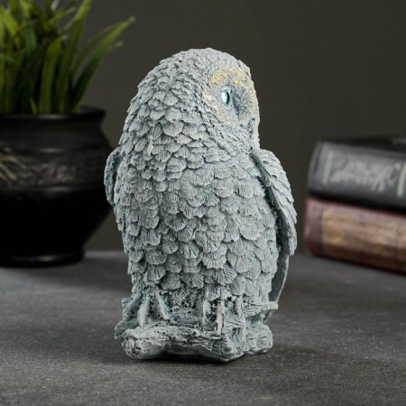 Figure "Owl on the hemp" gray-blue 10x9x14.5cm-7