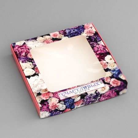 Box Gift team with a window, packaging, "Happy Moments", 19 x 19 x 3 cm-2