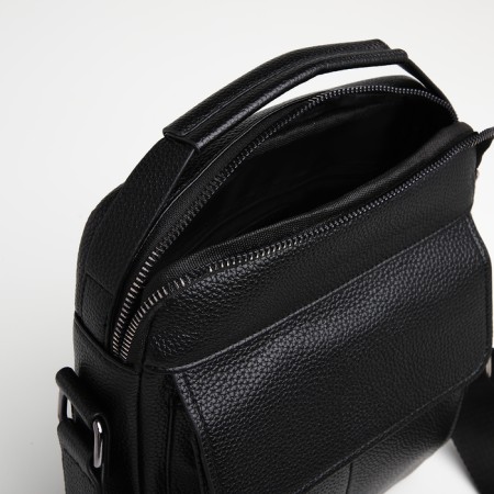 Male bag over the shoulder, Textura, 2 external pockets, black color-6