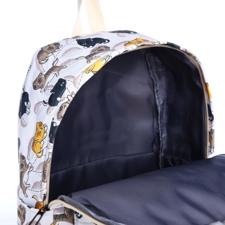 School backpack from textiles with a zipper, 3 pockets, pencil case, white/multi -colored color-7