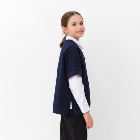Minaku girl's vest: School Collection, dark blue color, height 152 cm-2