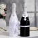 Decoration for champagne "Bridegroom and Bride", black and white