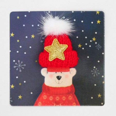 Brooch "Warm cap", red color-7