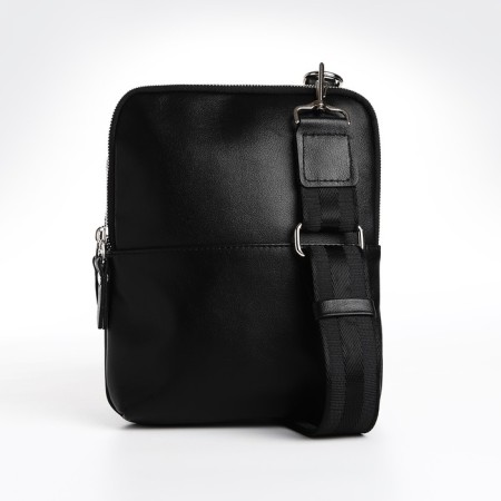 Male bag, textura over the shoulder, genuine leather, black color-1
