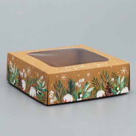 Box for sweets “Happy New Year!”, Eco, 10.5 x 10.5 x 3.5 cm, New Year