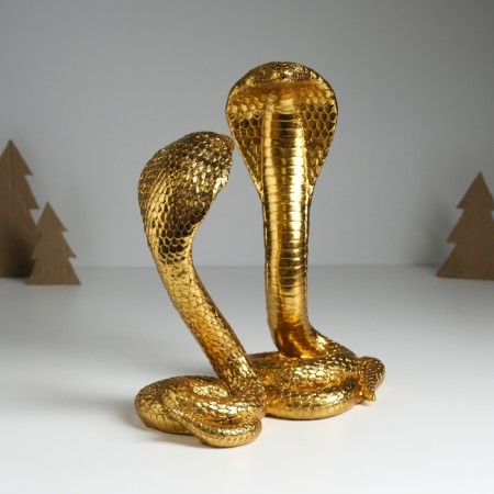 Polystone souvenir "Two cobra - dance" Gold 20x11.5x23 cm-2