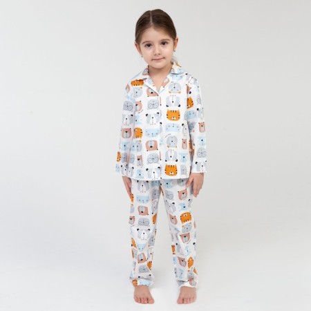 Pajama nursery (shirt, trousers) kaftan "animals" p. 98-104, white-6