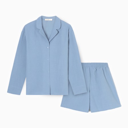 Пижама женская (рубашка и шорты) KAFTAN "Basic" р.48-50, голубой-6