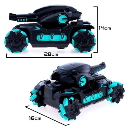 Radio controlled tank Fighter, 4WD, gesture control, shoots gel bullets, black and blue color-1