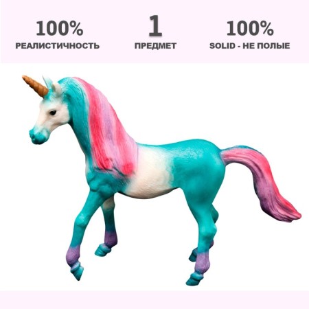 Figure "World of Fantasy: azure unicorn with a colored mane"-1