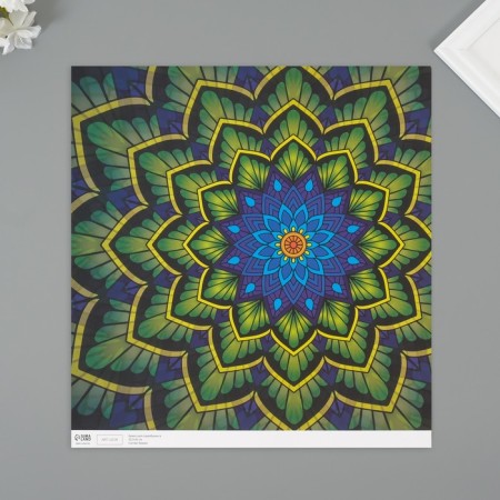 Scrapbooking paper "Flower mandala" density 180 grams set 5 pcs 30.5x32 cm-2