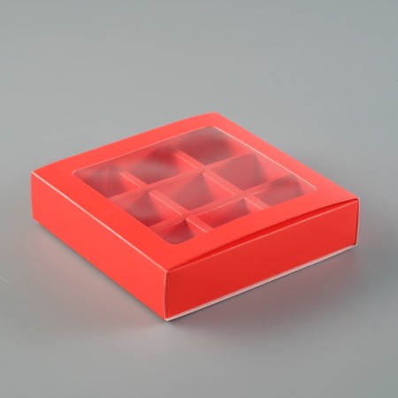 Packaging for sweets 9 pcs, 14.5 x 14.5 x 3.5 cm, red