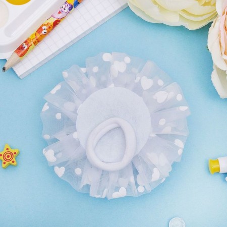 Hair elastic band Bant "Schoolgirl" Snow Pearl Flower, D-8.5 cm, White-1