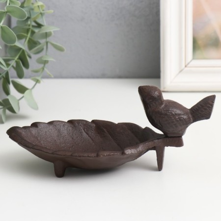Souvenir cast iron stand "Bird on the sheet" 18x9x8 cm-1