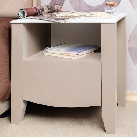 Bedside table Brownie 42, 512 × 392 × 520 mm, mocko / white color