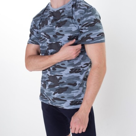 T-shirt male camouflage spots, color gray-blue, size 52-1