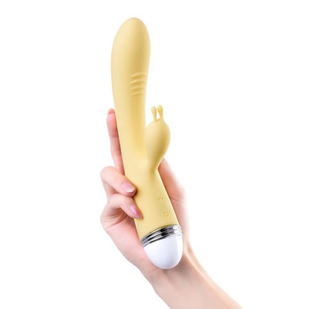 Vibrator Flovetta by Toyfa Aster with a clitoral stimulator, silicone, 22 cm, yellow color-8