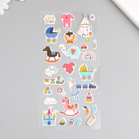 Sticker Plastic Golden embossing "Toys and ballerina" MIX 10.5x23 cm-1