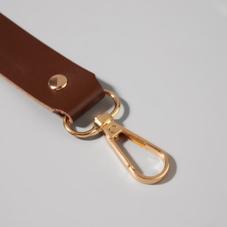 Pen for a bag made of genuine leather, with carbines, 30 ± 2 cm × 2.5 cm, brown/gold color-2