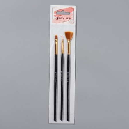 A set of brushes for building and design of nails, 3 pcs, 18.5 cm, black/gold color-4