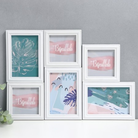 Photo frame in 6 photos 10x10, 10x15 cm "Classic" White set 6 pcs 31.5x40 cm-2
