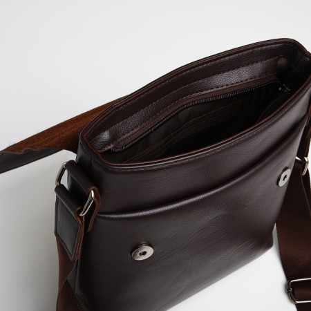 Men's bag over the shoulder, Textura, external pocket, brown color-7