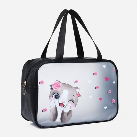 Cosmetic bag with lightning, black color
