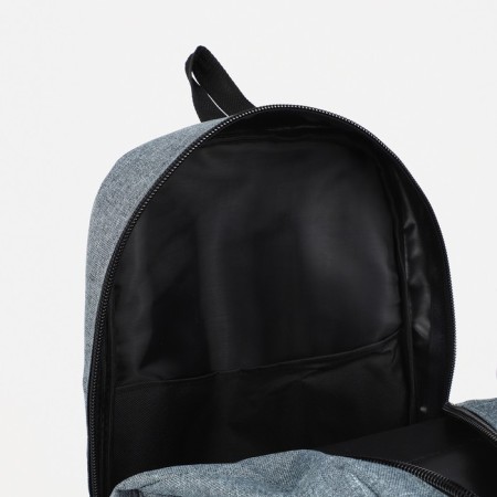 A backpack with a zipper, "saxi", outer pocket, gray color-7