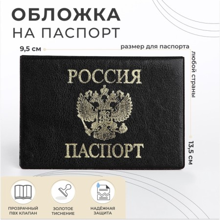 Cover for passport, black color