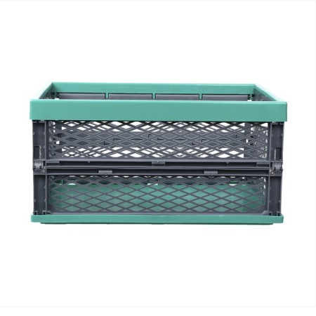 The box is folding, plastic, 47.5 × 34.5 × 23 cm, 30 kg, green-gray-2