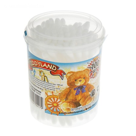 Cotton sticks Teddyland, 100 pcs. in glass-2