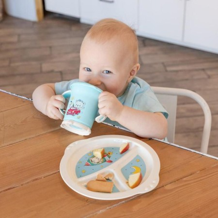 Pilot nursery with soft nose, 270 ml., With handles, color light blue, MIX drawing-1