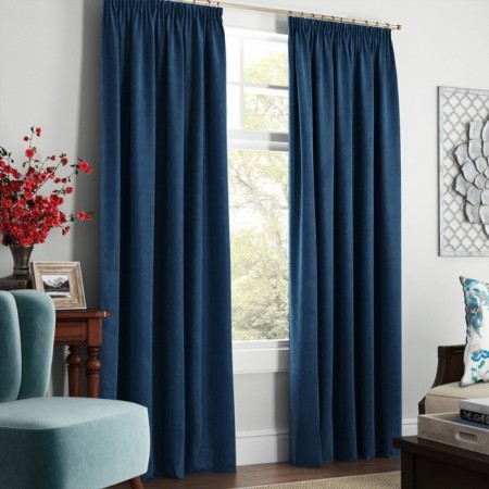 Set of curtains "Soft", size 145 x 270 cm - 2 pcs, grab - 2 pcs, color blue