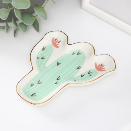 Souvenir ceramic stand for the Ring "Cactus with flowers" 1.6x11x12 cm