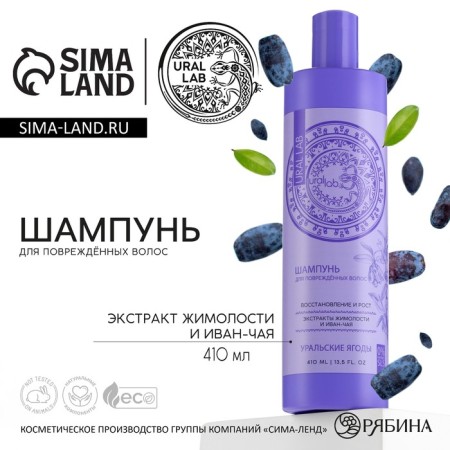 Hair shampoo, with honeysuckle extract and Ivan-one, recovery and height, 410 ml, Ural Lab