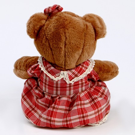 Soft toy "Bear" in a checkered dress, 39 cm-2