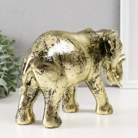 Souvenir Polystone "Golden Elephant" 16.5x23.5x9.5 cm-2