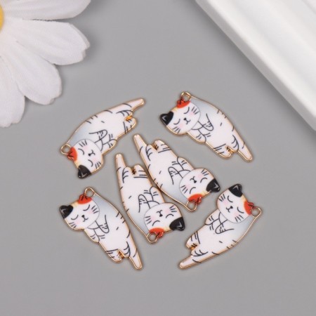 Decor for creativity metal, enamel "Kitty sleeps" 2.5x1.3 cm-2