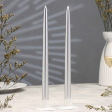 A set of ancient handmade candles, 2x30 cm, 10 hours, 73 g, 2 pieces, silver