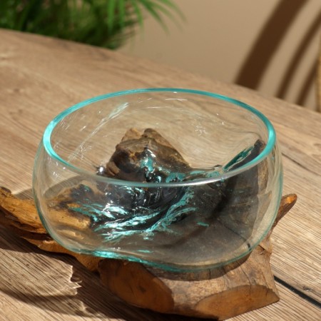 Vason glass on the tree "Low stand" 13x13x15 cm-6