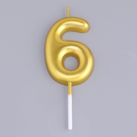 Candle in the Cake "European", number "6", 6 cm, gold-2
