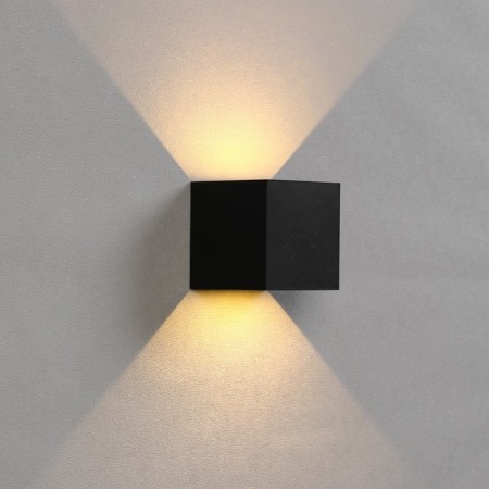 Facade lamp "Cube", FSD-063, 6 W, 3000K, Regulation. Ray, IP65, 220 V, plastic, black 100842-4