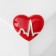 Brooch "Heart" Cardiogram, red-white color in gold