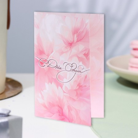 Postcard "Happy Wedding Day!" Pink flowers, A6-3