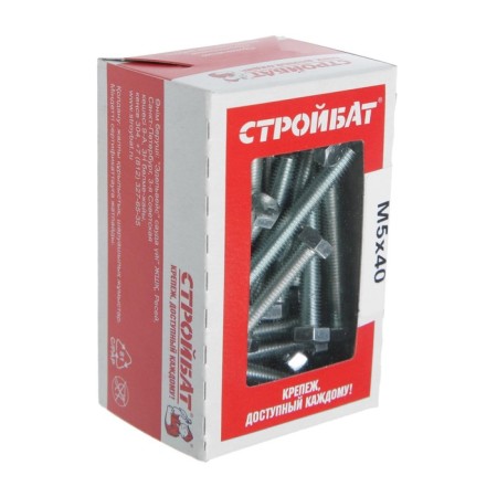 Bolt Stroybat, with a hexagonal head, galvanized, Din933, M5x40 mm, 60 pcs-3