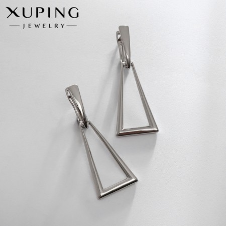 Earrings metal xuping triangle, silver color
